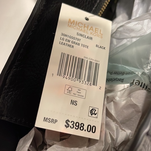 MICHAEL Michael Kors Sinclair NWT Tote Bag with front Gold Studs and top zipper - Picture 7 of 16